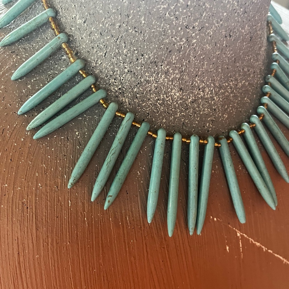 Turquoise Spike Statement Necklace - image 2